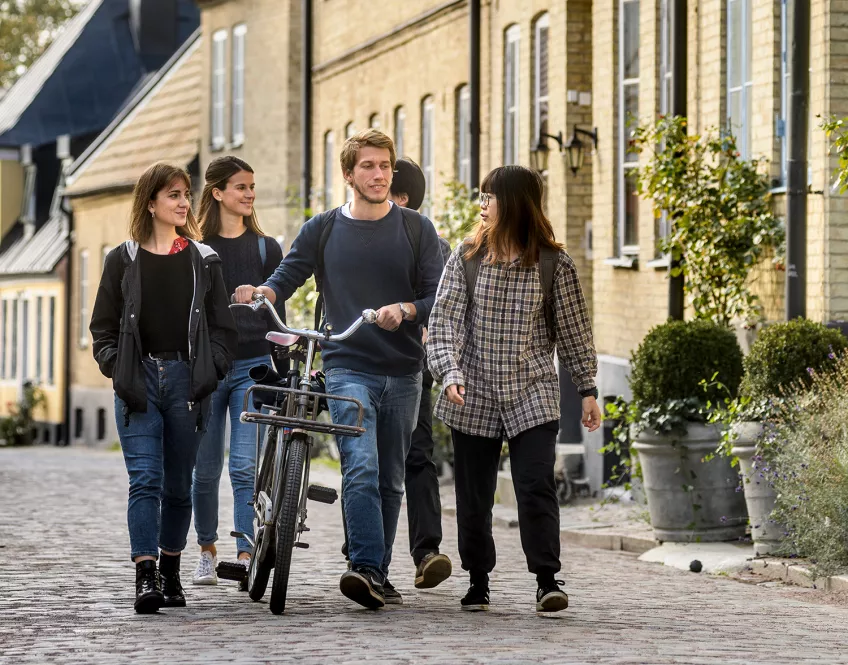 A group of students walking together. Photo.